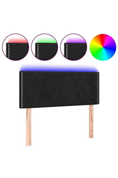 vidaxl Tăblie de pat cu LED, negru, 100x5x78/88 cm, catifea