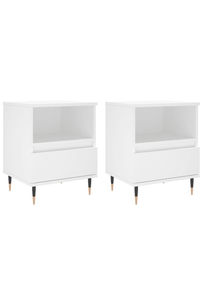 vidaxl Noptiere, 2 buc., alb, 40x35x50 cm, lemn compozit