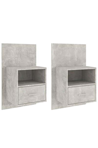 vidaxl Noptiere de perete, 2 buc., gri beton