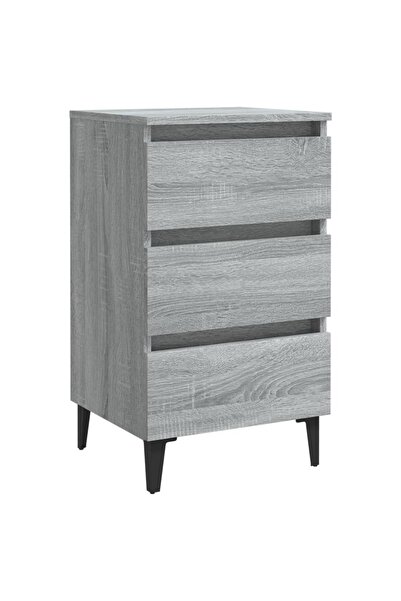 vidaxl Noptieră cu picioare metalice, gri sonoma, 40x35x69 cm