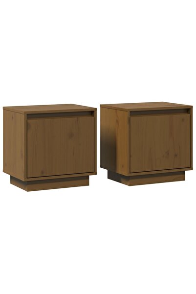 vidaxl Noptiere, 2 buc, maro miere, 40x30x40 cm, lemn masiv de pin