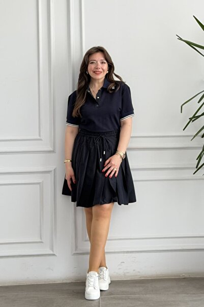 yb yağmur butik Rochie cu guler polo și mâneci bufante