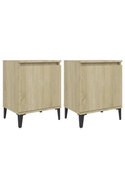 vidaxl Noptiere cu picioare metal, stejar sonoma, 40x30x50 cm