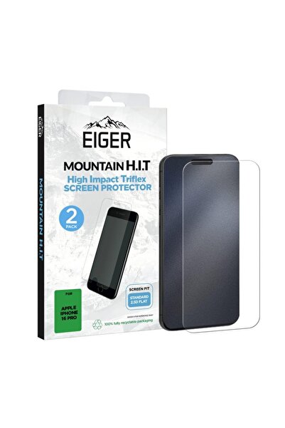 EIGER Folie transparentă Triflex H.I.T iPhone 16 Pro, pachet transparent de 2...