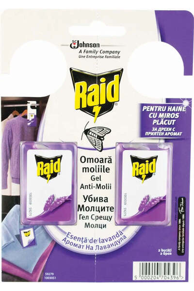 Raid Pachet 2 bucăți gel repelent pentru molii, Lavandă, Raid, 2 buc.