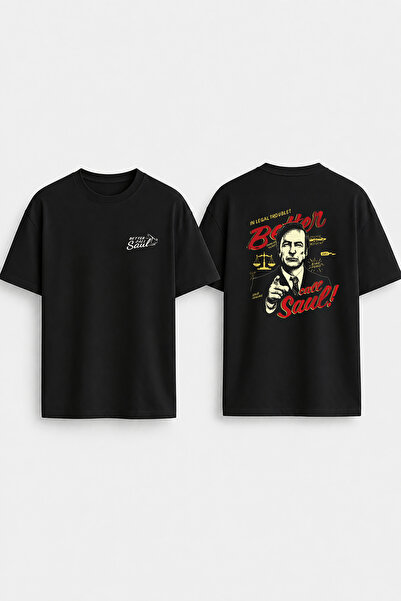 cesita تي شيرت أسود مطبوع عليه Better Call Saul ذو ياقة دائرية ومقاس كبير