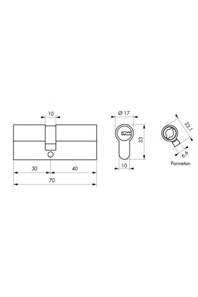 THIRARD Cilindru cu profil european STD, 30 x 40 mm, finisaj alb, 3 chei
