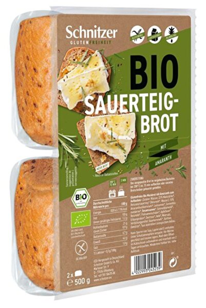 Schnitzer Organic bread with sourdough and amaranth, gluten free, 500g gluten...