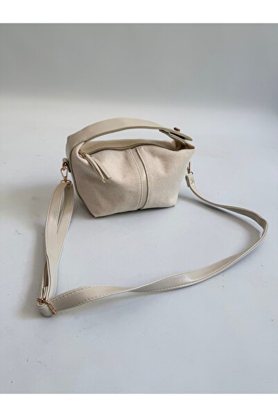 Mia Collection Adriana Model Hand and Women's Shoulder Bag Linen Cream