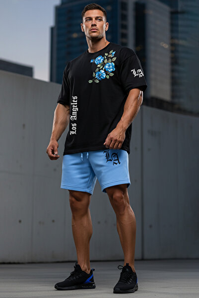 MODEX STYLE Men's Oversize Floral Printed 100% Cotton Crew Neck T-Shirt Short...
