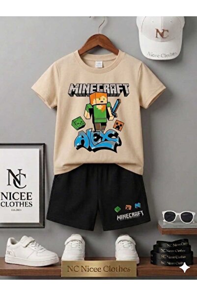 NC Nicee Clothes LETNJA DEČJA MAJICA I KRATKE PANTALONE UNISEKS (MINECRAFT IZ...