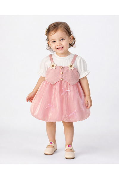nannie Rochie roz pastel pentru fete Andra - 2-3 ani
