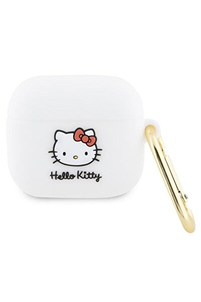 Hello Kitty 3D калъф с глава на коте за Apple AirPods 3, бял