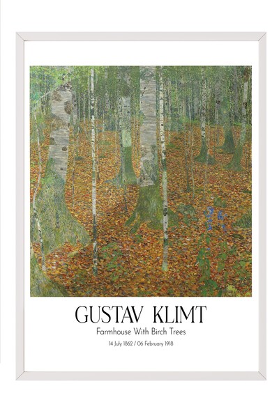 Postifull Gustav Klimt - Fermă cu salcie, Tablou în ramă albă, Seria de artă ...