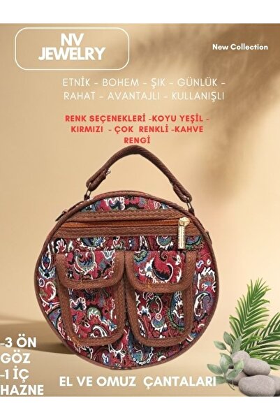 NV JEWELRY Yuvarlak Bohem Desenli Çanta