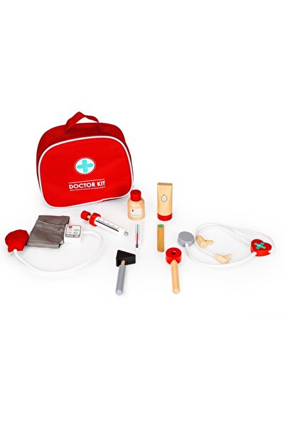 Ecotoys Trusă medicală din lemn + 9 piese. ECOTOISE