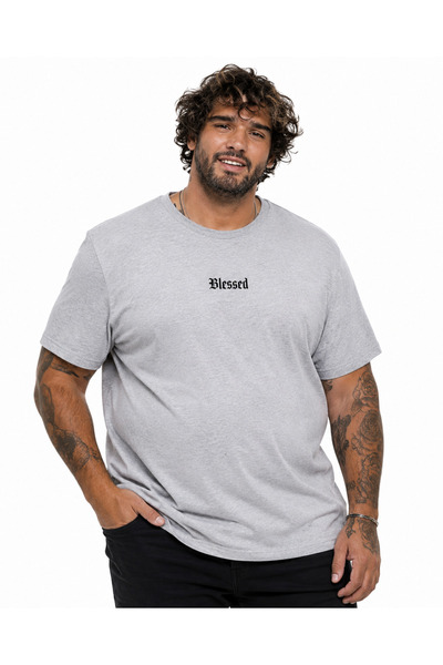 Starbattal Tricou cu gâtul în formă de O pentru bărbați, mărime mare, Blessed...