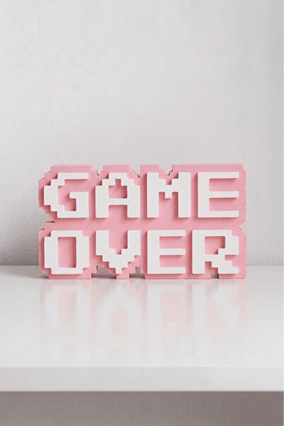 craftopya Game Over - 8-Bit - Gamer Odası Dekoru- 3 Boyutlu Tabela - 15cm x 8...