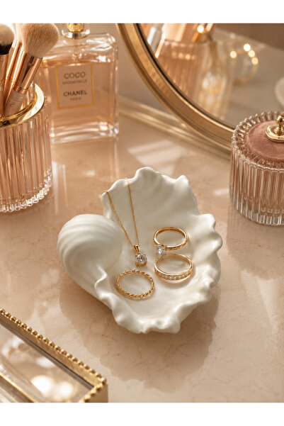 Sabletscrafts Soft Luxe Seashell Stone Powder Jewelry Plate – Decoration & De...