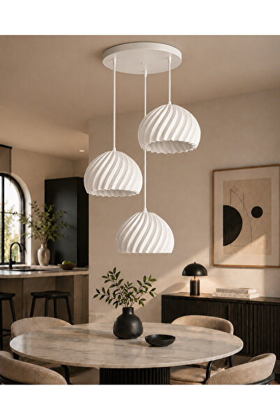 Limon 3D Desing Velora 3'lü Modern Sarkıt Avize | Şık bohem tarz Salon ve Mut...