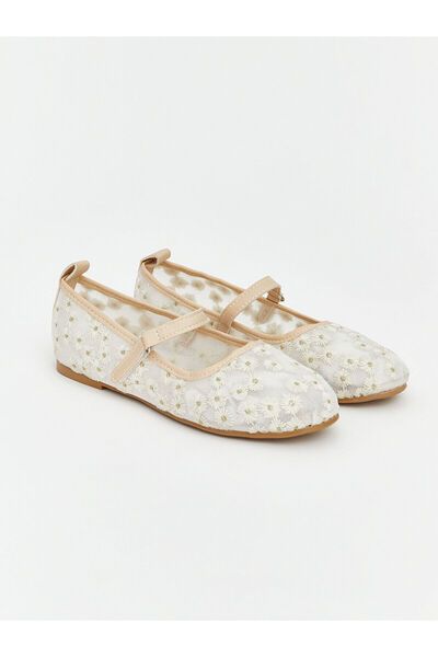 LC Waikiki Lcw Steps Ecru Girls' Ballet Flats with Nevavm Difference