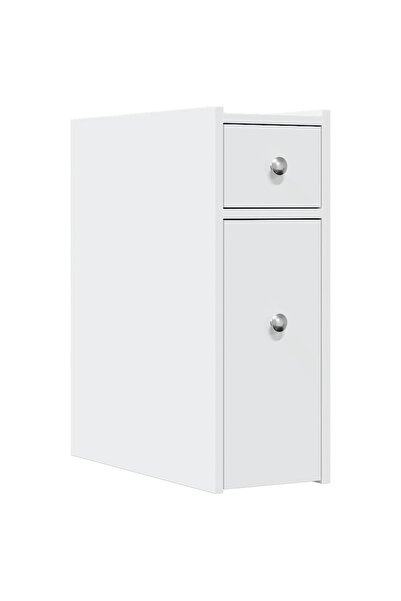 vidaxl Narrow bathroom cabinet with wheels, white, engineered wood