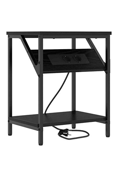 vidaxl Dulap de noapte Stejar Negru 38 x 30 x 48 cm Lemn compozit