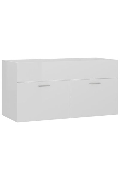 vidaxl Dulap de chiuvetă, alb extralucios, 90x38,5x46 cm, PAL