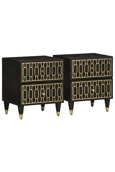 vidaxl Noptiere, 2 buc., 40x33x46 cm, lemn masiv de acacia