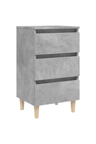vidaxl Bedside table with solid wood legs, concrete gray, 40x35x69 cm