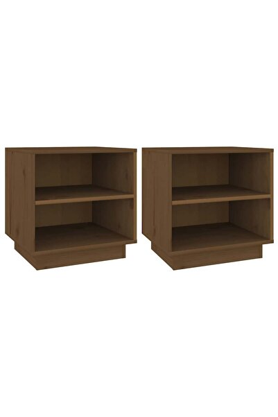 vidaxl Noptiere, 2 buc, maro miere, 40x34x40 cm, lemn masiv de pin