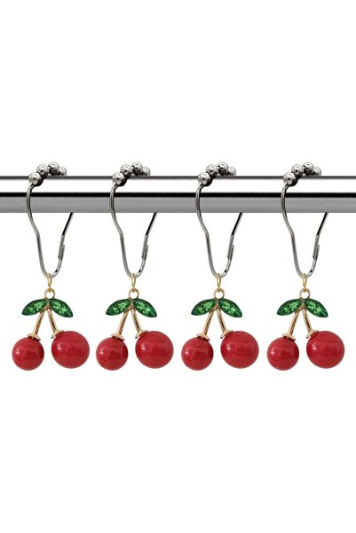 Arabest 12-Piece Decorative Cherry Shower Curtain Hooks,Rust Proof Stainless ...