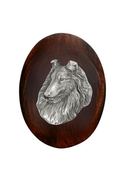 Art - Dog Collie Rough, Long-Haired Collie - Dog show brooch, starter number ...