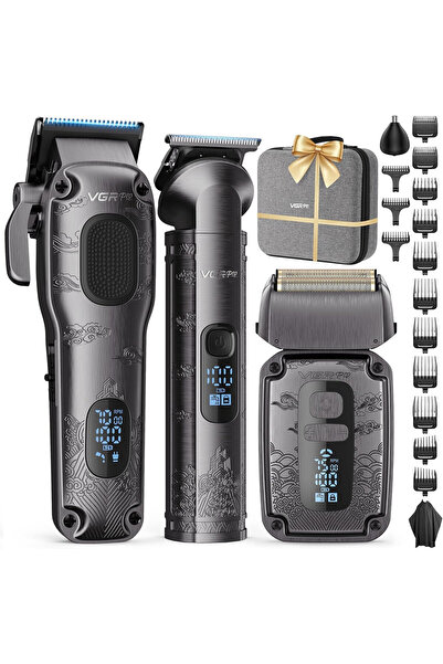 VGRPRO Set masina de tuns profesionala 3 in 1 masina de tuns, trimmer si apar...
