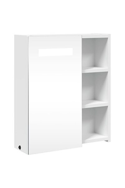 vidaxl Dulap cu oglindă de baie cu lumină LED, alb, 45x13x52 cm