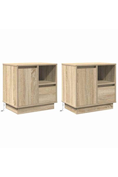 vidaxl Dulap de noapte cu sertar 2 pcs Stejar Sonoma 50 x 34,5 x 50 cm