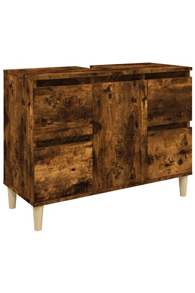 vidaxl Sink cabinet, smoked oak, 80x33x60 cm, engineered wood