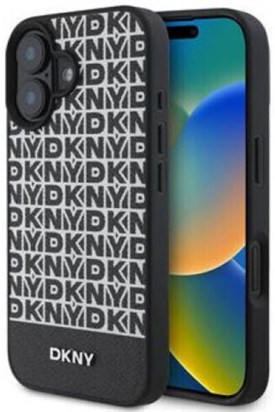Dkny Επαναλαμβανόμενο Σχέδιο Πίσω Κάλυμμα από Συνθετικό Δέρμα Μαύρο (iPhone 1...