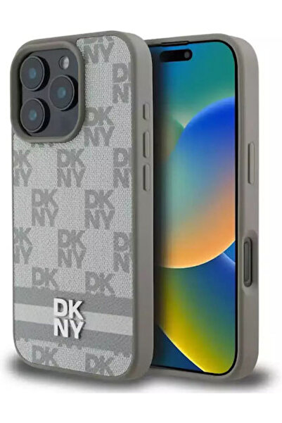 Dkny Καρό Σχέδιο Πίσω Κάλυμμα από Συνθετικό Δέρμα Μπεζ (iPhone 16 Pro Max) Κω...