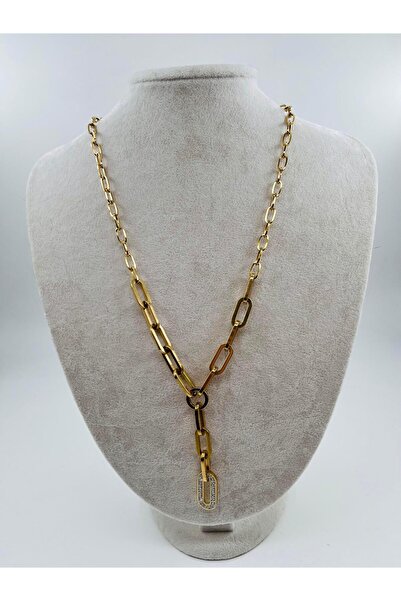 Bozhi Steel Long Necklace 1 Silver Business Woman Style Gold