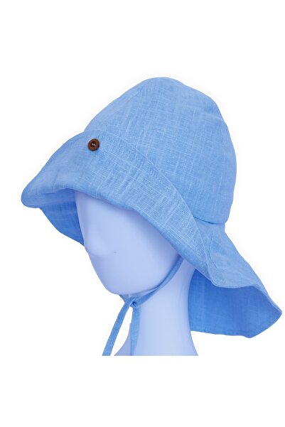 Azitta Zatta Design Palarie de soare pentru copii din in prespalat,Culoare Blue