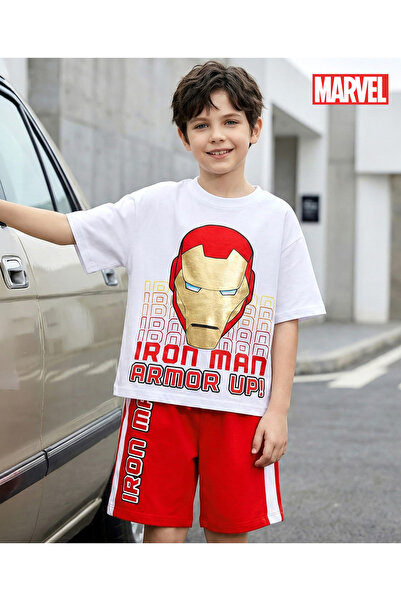 Pine Kids Marvel Cotton Drop Shoulder Half Sleeves T-Shirt and Short Set Aven...