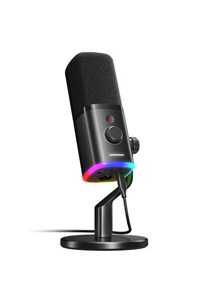 Velixo Microfon profesional USB/XLR cu stativ, cardioid, RGB, funcție Mute, r...