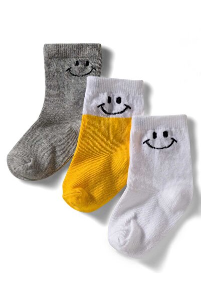Cute Walk by Babyhug Knit Ankle Length Anti Bacterial Socks With Smiley Desig...