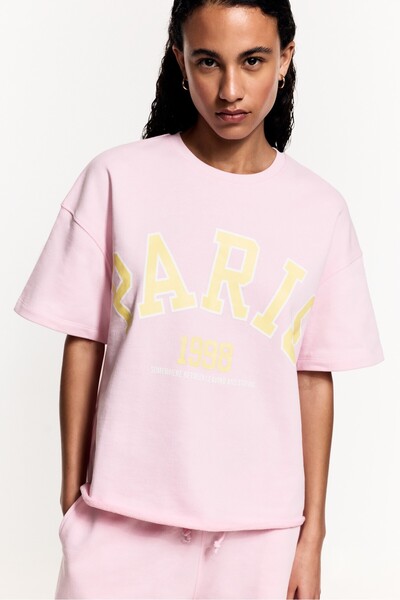 LEFTIES Baskılı kısa kollu sweatshirt