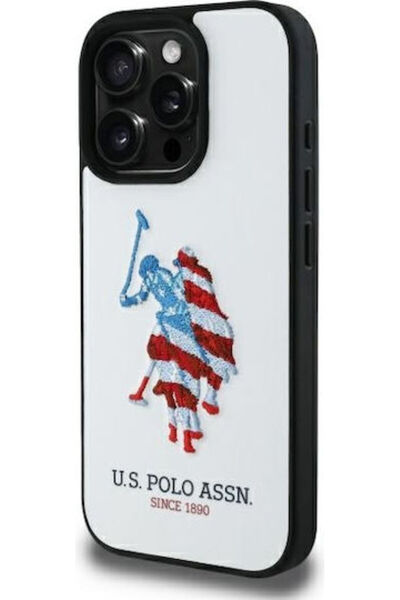 U.S. Polo Assn. Δερμάτινο Λευκό Πίσω Κάλυμμα (iPhone 15 Pro Max) Κωδικός: USH...
