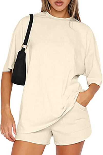 OEM Cream casual suit for women, ideal for summer outings, 2 pieces L