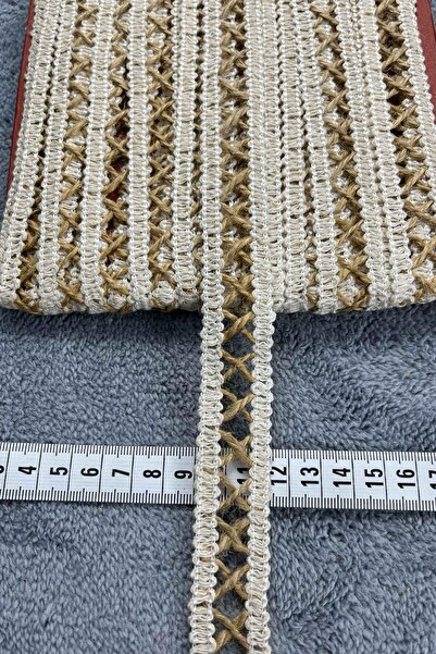 Hobigram Rustelia Cross Weave Hasır Şerit Kurdele – El Örgü Görünümlü Bohem Dekoratif Süsleme 1 Metre
