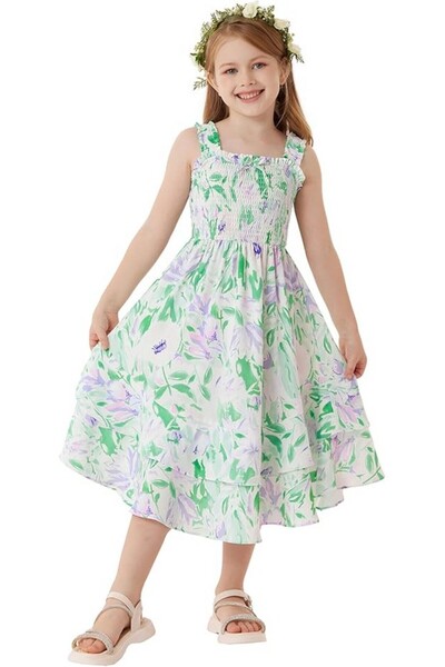 OEM Grace Karin evening dress with Printed for girls, green, 7 years,
