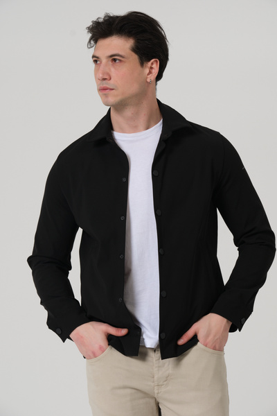 PIQUE Men's coat snap buttoned lycra men's overshirt coat